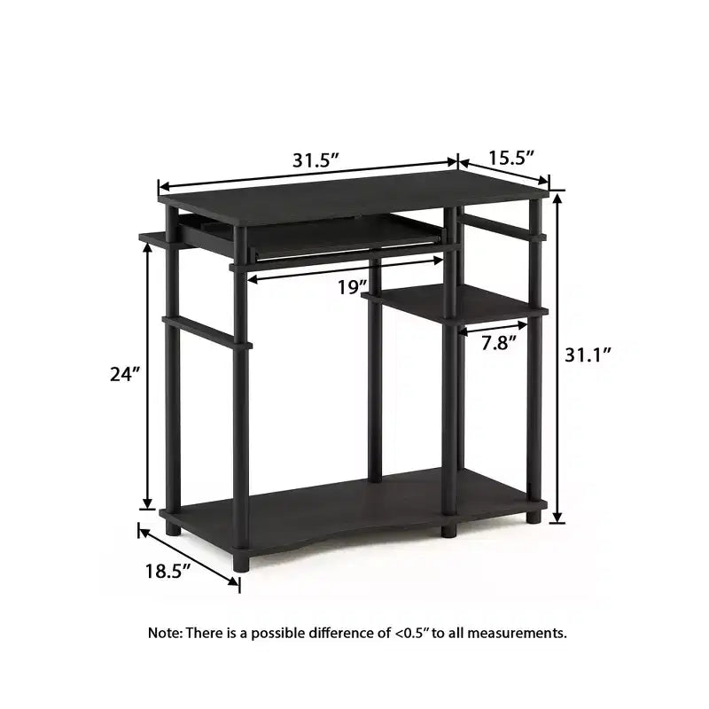 HOMLUX 31 Bureau d'ordinateur avec étagère de rangement, tiroir clavier coulissant et support pour multiprise
