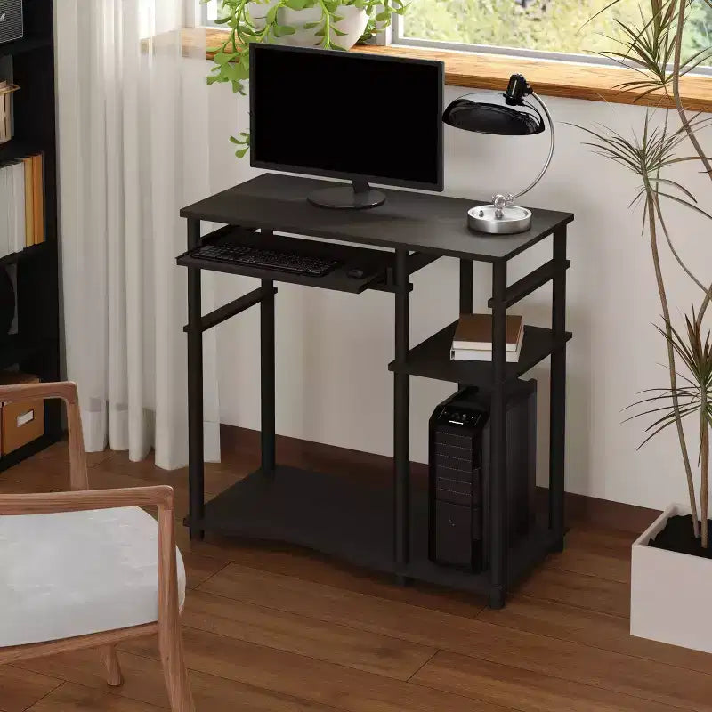 HOMLUX 31 Computer Desk with Storage Shelf & Sliding Keyboard Tray & Power Strip Holder