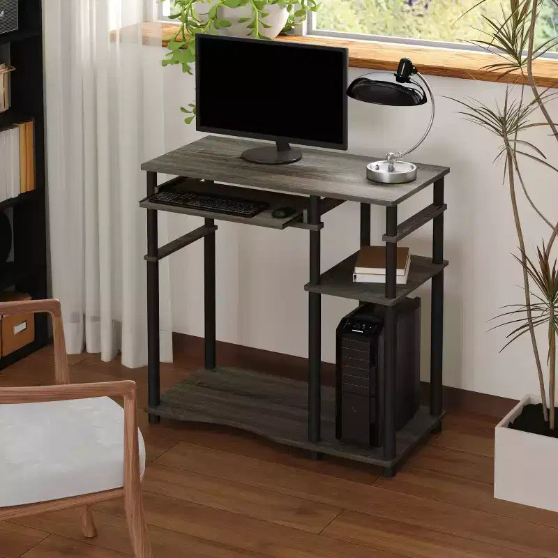HOMLUX 31 Bureau d'ordinateur avec étagère de rangement, tiroir clavier coulissant et support pour multiprise