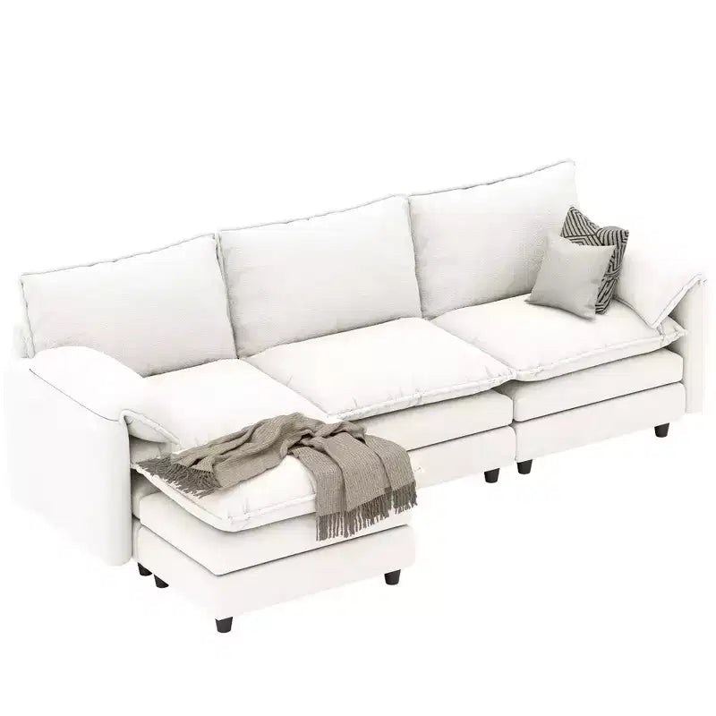Canapés modulaires en forme de L, canapé nuage rembourré, ensemble de canapés avec poufs 2 places, canapé confortable sans assemblage