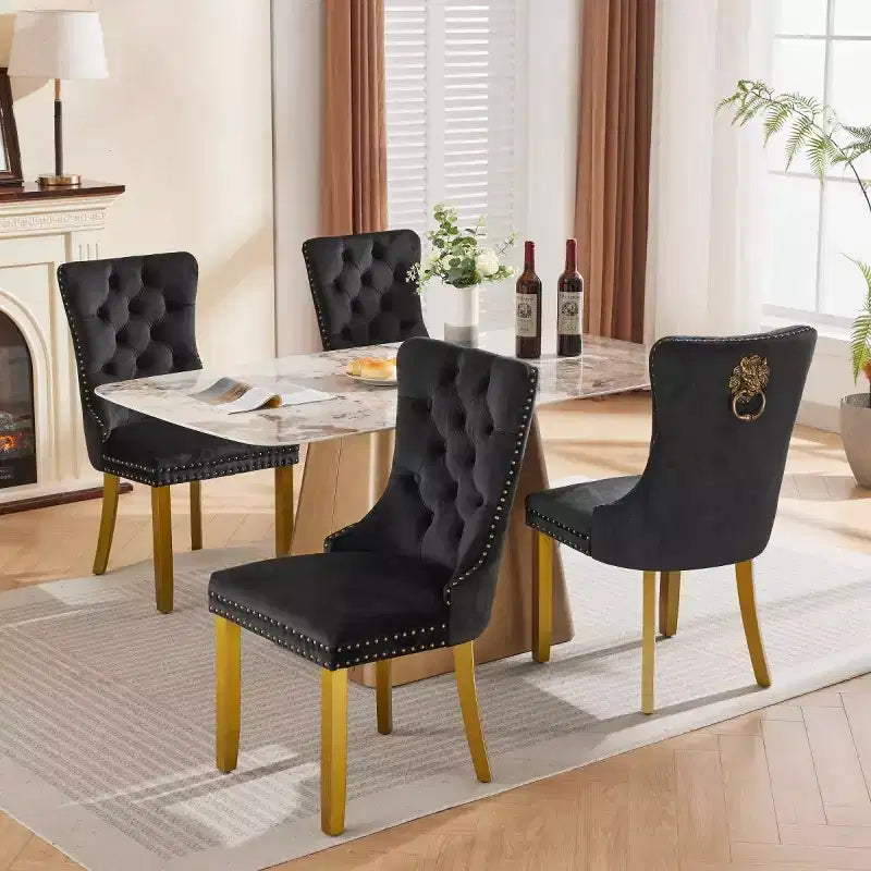 Lot de 2 chaises de salle à manger modernes du milieu du siècle, chaises de salle à manger rembourrées en velours, chaises de cuisine contemporaines sans accoudoirs avec pieds en bois-Panipeachy