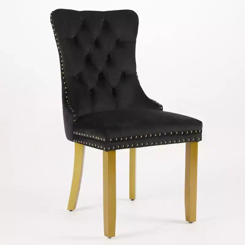 Lot de 2 chaises de salle à manger modernes du milieu du siècle, chaises de salle à manger rembourrées en velours, chaises de cuisine contemporaines sans accoudoirs avec pieds en bois-Panipeachy