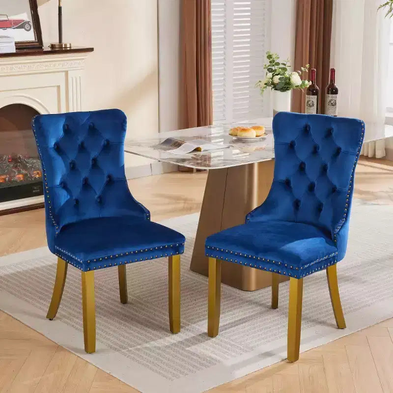 Lot de 2 chaises de salle à manger modernes du milieu du siècle, chaises de salle à manger rembourrées en velours, chaises de cuisine contemporaines sans accoudoirs avec pieds en bois-Panipeachy