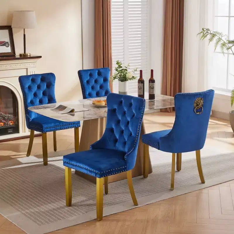 Lot de 2 chaises de salle à manger modernes du milieu du siècle, chaises de salle à manger rembourrées en velours, chaises de cuisine contemporaines sans accoudoirs avec pieds en bois-Panipeachy
