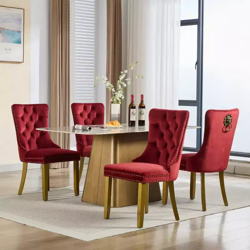 Lot de 2 chaises de salle à manger modernes du milieu du siècle, chaises de salle à manger rembourrées en velours, chaises de cuisine contemporaines sans accoudoirs avec pieds en bois-Panipeachy