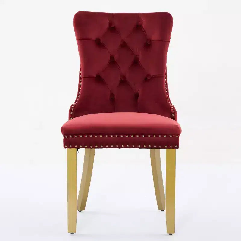 Lot de 2 chaises de salle à manger modernes du milieu du siècle, chaises de salle à manger rembourrées en velours, chaises de cuisine contemporaines sans accoudoirs avec pieds en bois-Panipeachy