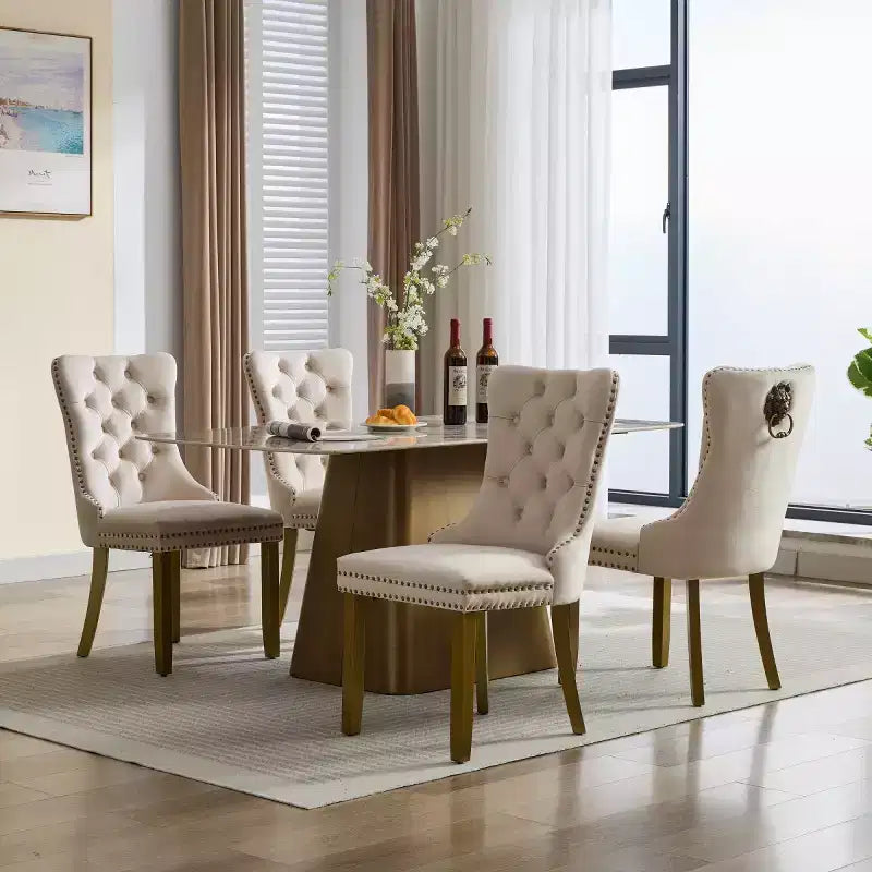 Lot de 2 chaises de salle à manger modernes du milieu du siècle, chaises de salle à manger rembourrées en velours, chaises de cuisine contemporaines sans accoudoirs avec pieds en bois-Panipeachy