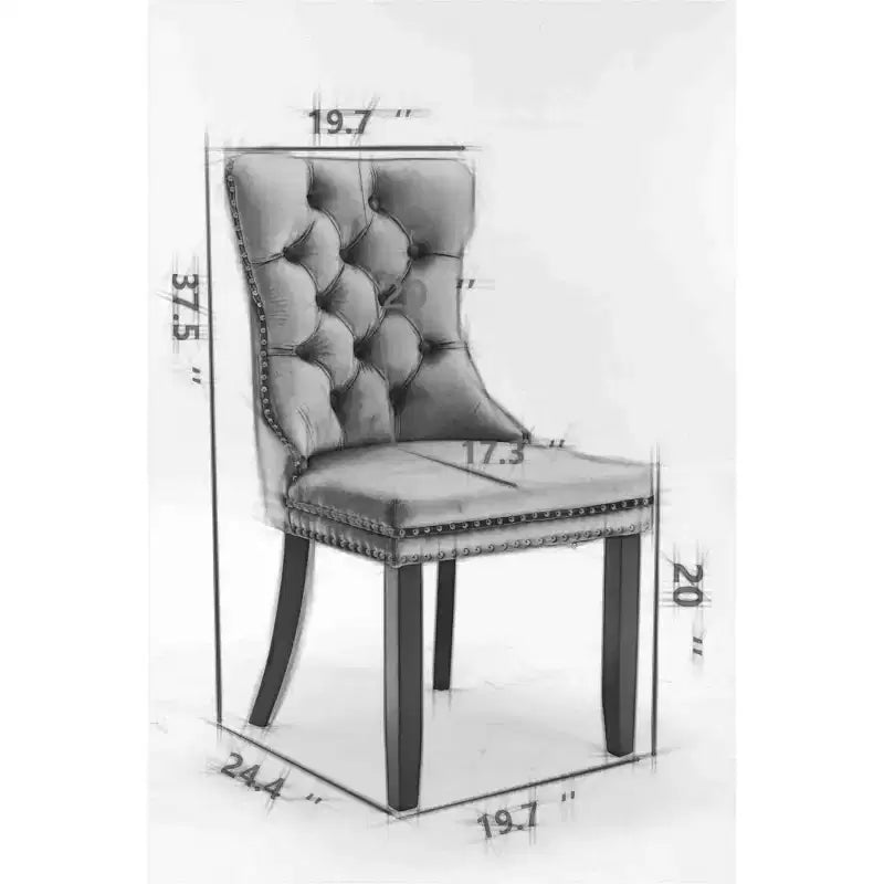 Lot de 2 chaises de salle à manger modernes du milieu du siècle, chaises de salle à manger rembourrées en velours, chaises de cuisine contemporaines sans accoudoirs avec pieds en bois-Panipeachy