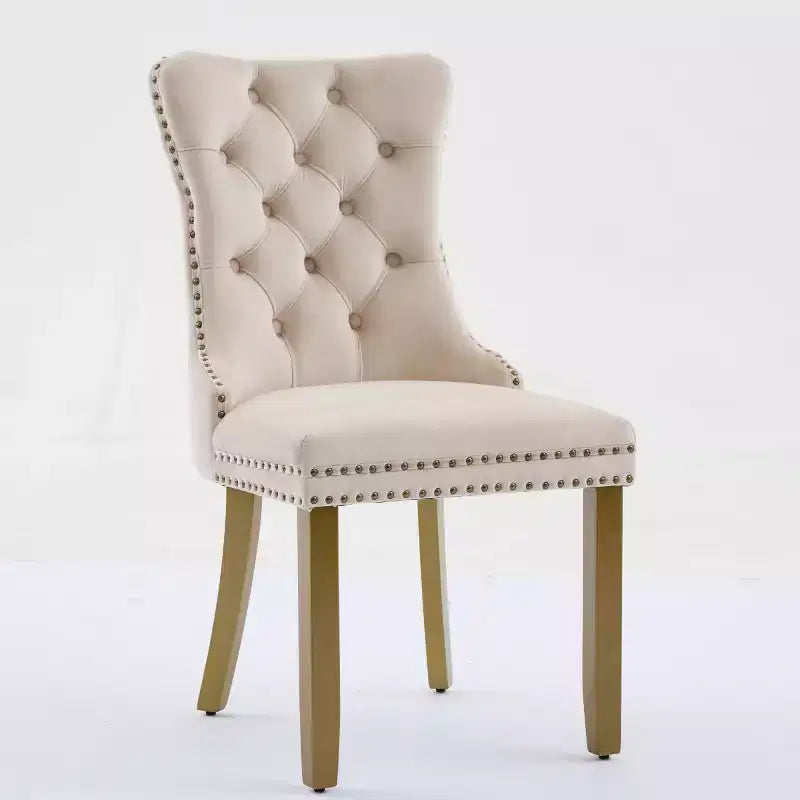 Lot de 2 chaises de salle à manger modernes du milieu du siècle, chaises de salle à manger rembourrées en velours, chaises de cuisine contemporaines sans accoudoirs avec pieds en bois-Panipeachy