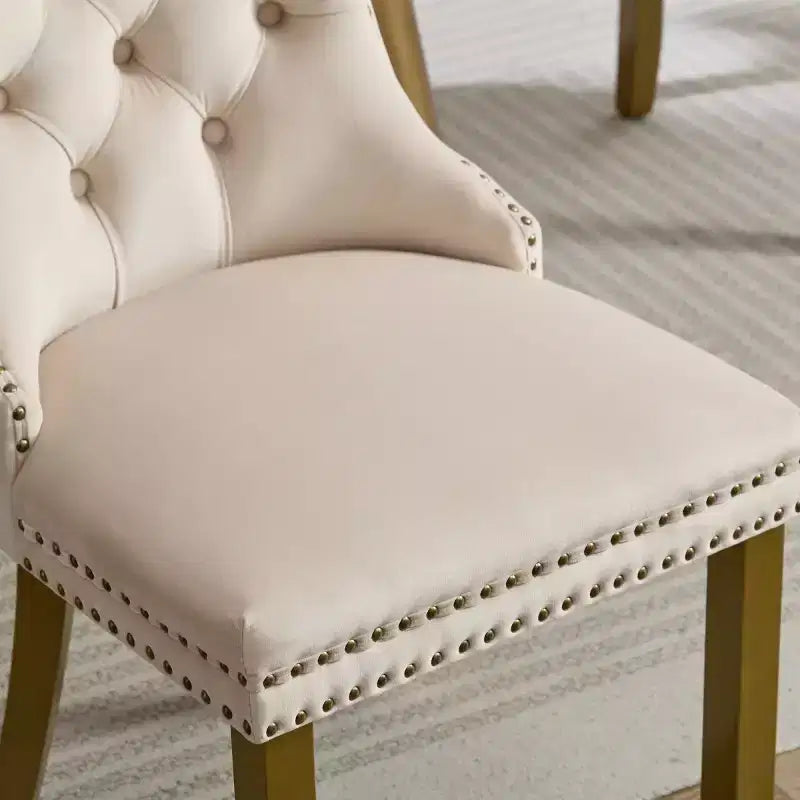 Lot de 2 chaises de salle à manger modernes du milieu du siècle, chaises de salle à manger rembourrées en velours, chaises de cuisine contemporaines sans accoudoirs avec pieds en bois-Panipeachy
