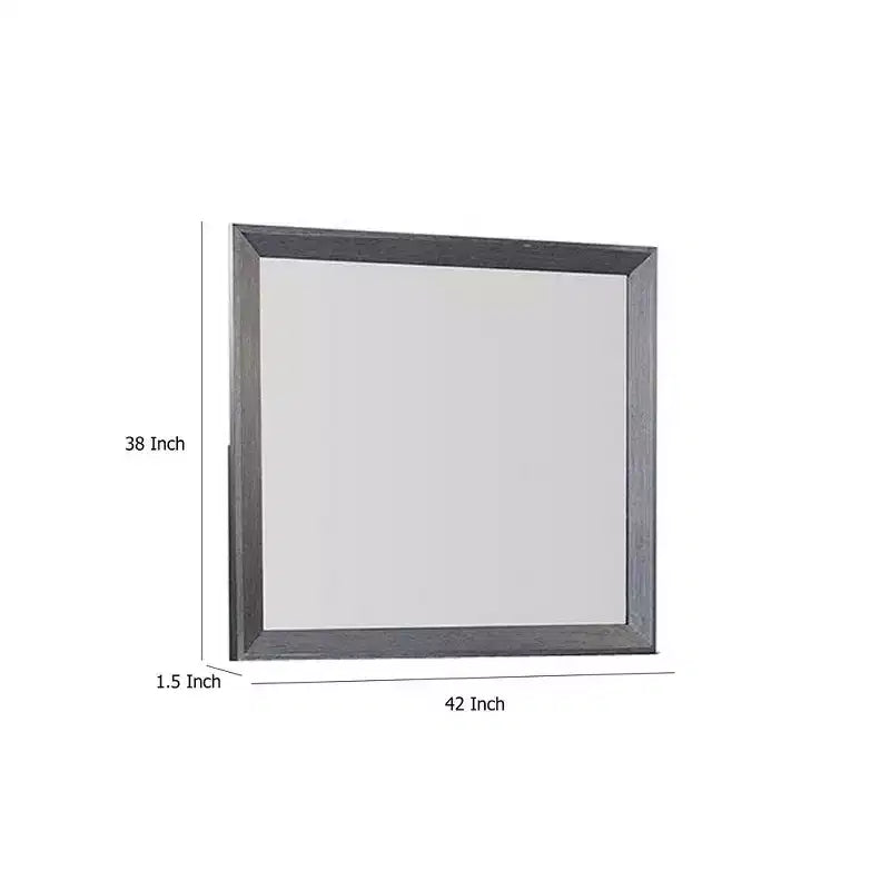 Miroir de commode Royal Hampton, bois d'hévéa massif noir patiné classique 42 pouces