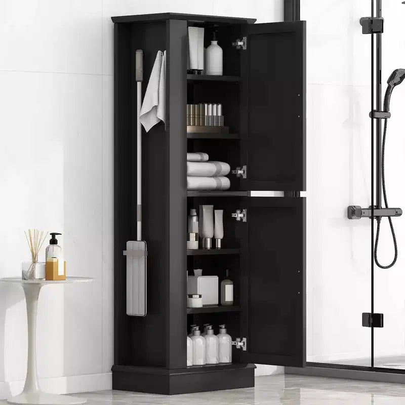 MAYEERTY Meuble Haut de Salle de Bain Autonome Crochets Étagères Réglables MDF Blanc