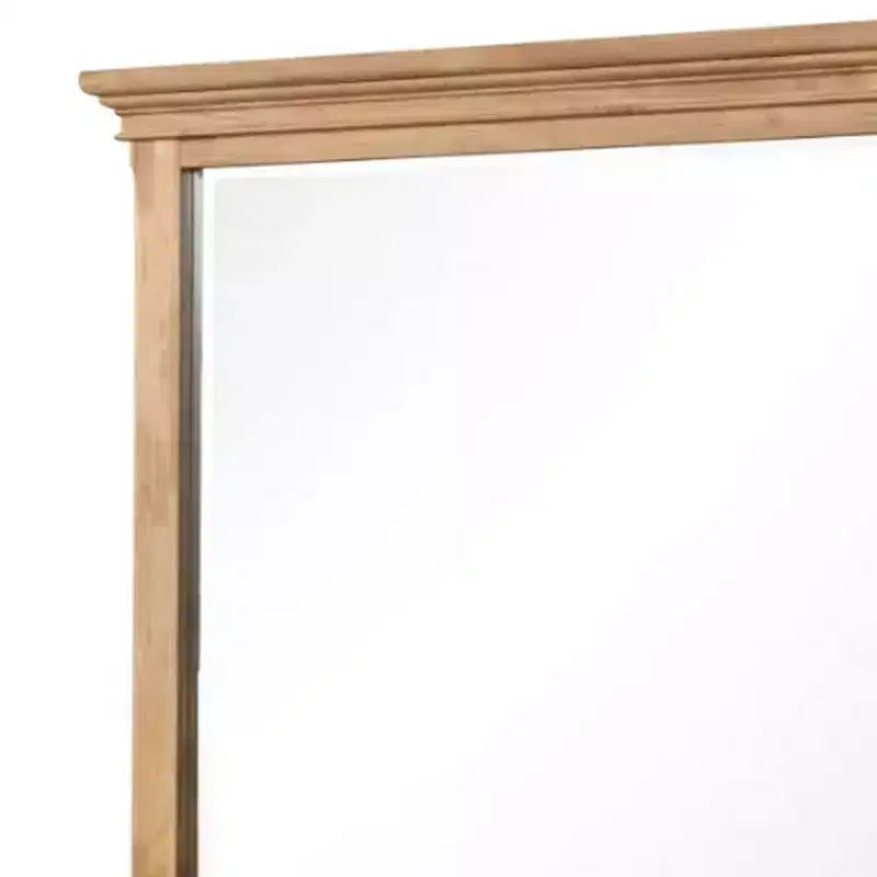 Miroir de commode Royal Hampton, verre biseauté, bois massif de chêne naturel marron, 38x44