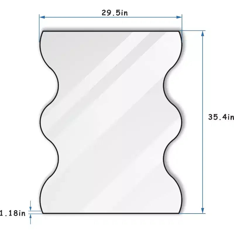 Miroir mural de salle de bain TUYOHW 30x35 pouces, miroir mural rectangulaire moderne avec 2 côtés ondulés pour salle de bain, chambre à coucher