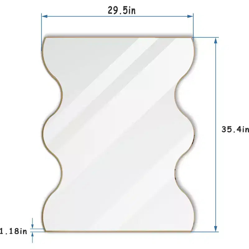 Miroir mural de salle de bain TUYOHW 30x35 pouces, miroir mural rectangulaire moderne avec 2 côtés ondulés pour salle de bain, chambre à coucher