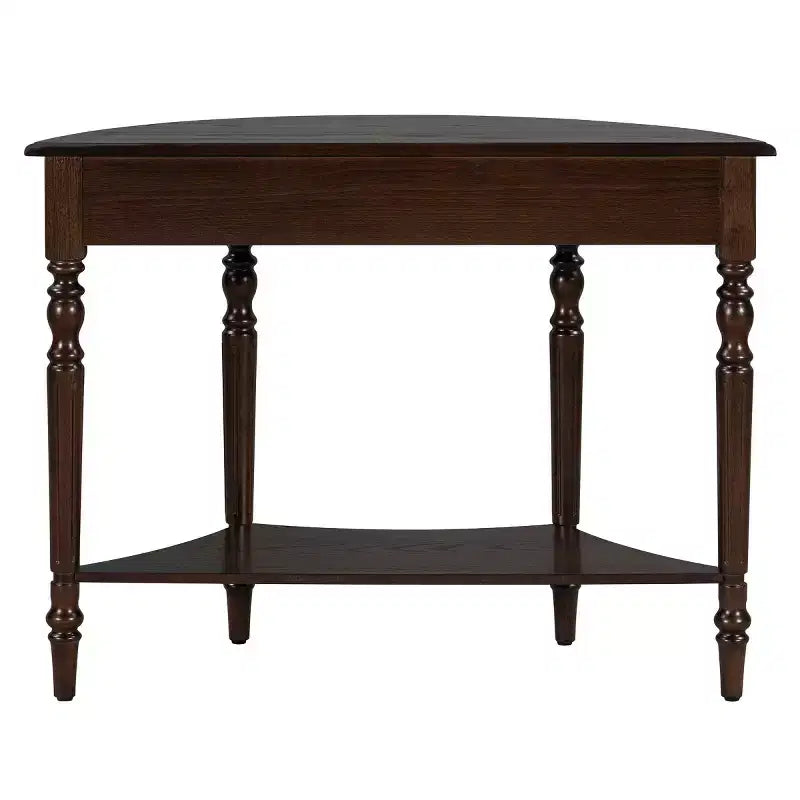 Console demi-lune de style campagnard français, table d'entrée rustique avec tiroir et étagère de rangement - Panipeachy
