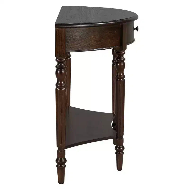 Console demi-lune de style campagnard français, table d'entrée rustique avec tiroir et étagère de rangement - Panipeachy