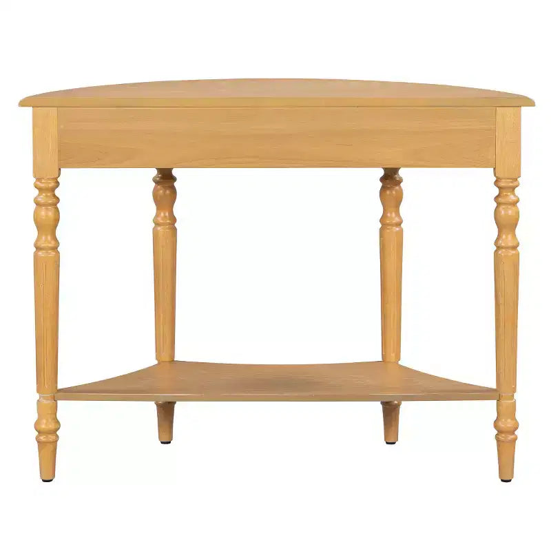 Console demi-lune de style campagnard français, table d'entrée rustique avec tiroir et étagère de rangement - Panipeachy
