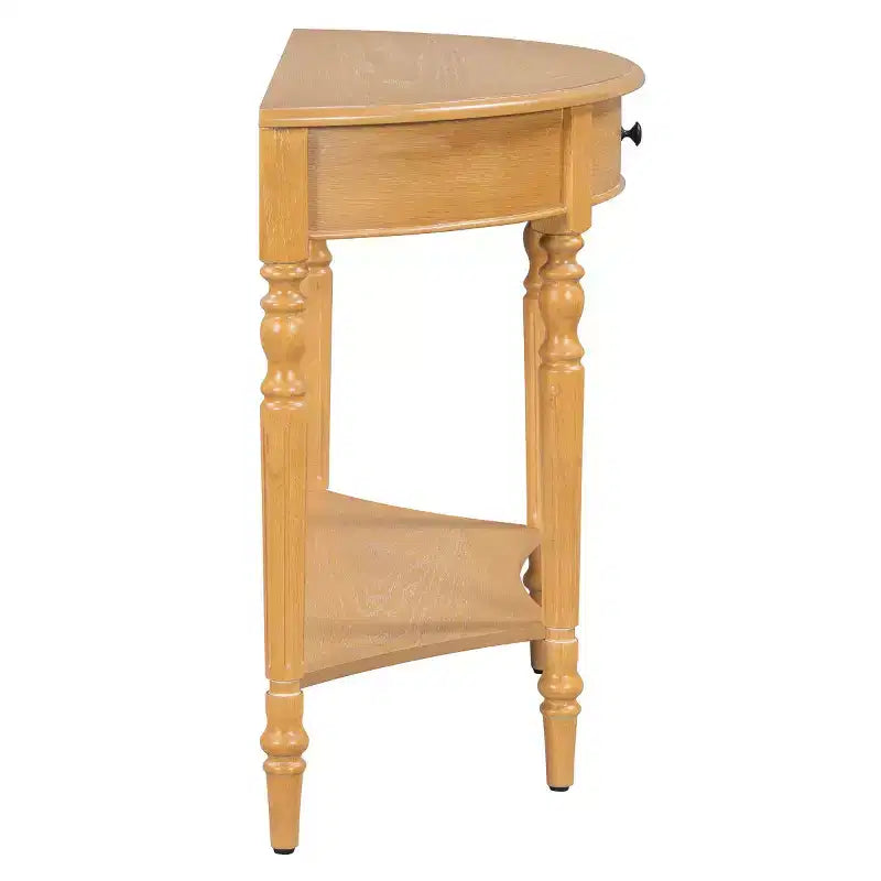 Console demi-lune de style campagnard français, table d'entrée rustique avec tiroir et étagère de rangement - Panipeachy