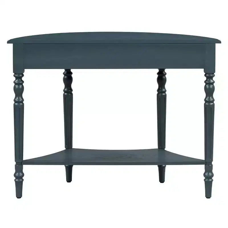 Console demi-lune de style campagnard français, table d'entrée rustique avec tiroir et étagère de rangement - Panipeachy