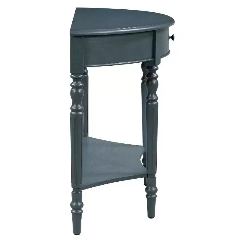 Console demi-lune de style campagnard français, table d'entrée rustique avec tiroir et étagère de rangement - Panipeachy