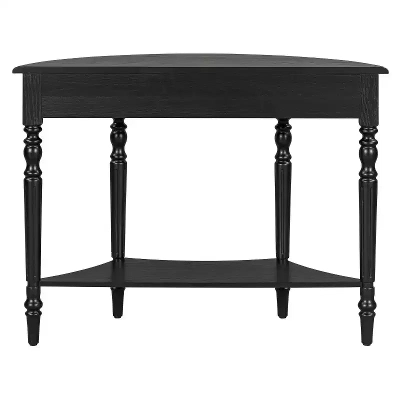Console demi-lune de style campagnard français, table d'entrée rustique avec tiroir et étagère de rangement - Panipeachy