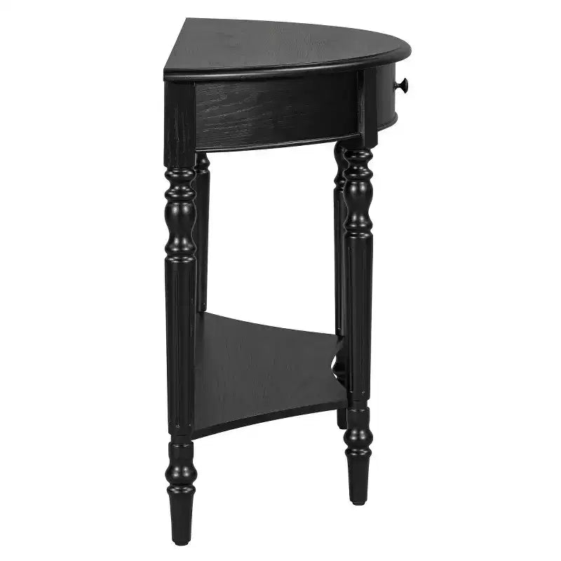 Console demi-lune de style campagnard français, table d'entrée rustique avec tiroir et étagère de rangement - Panipeachy
