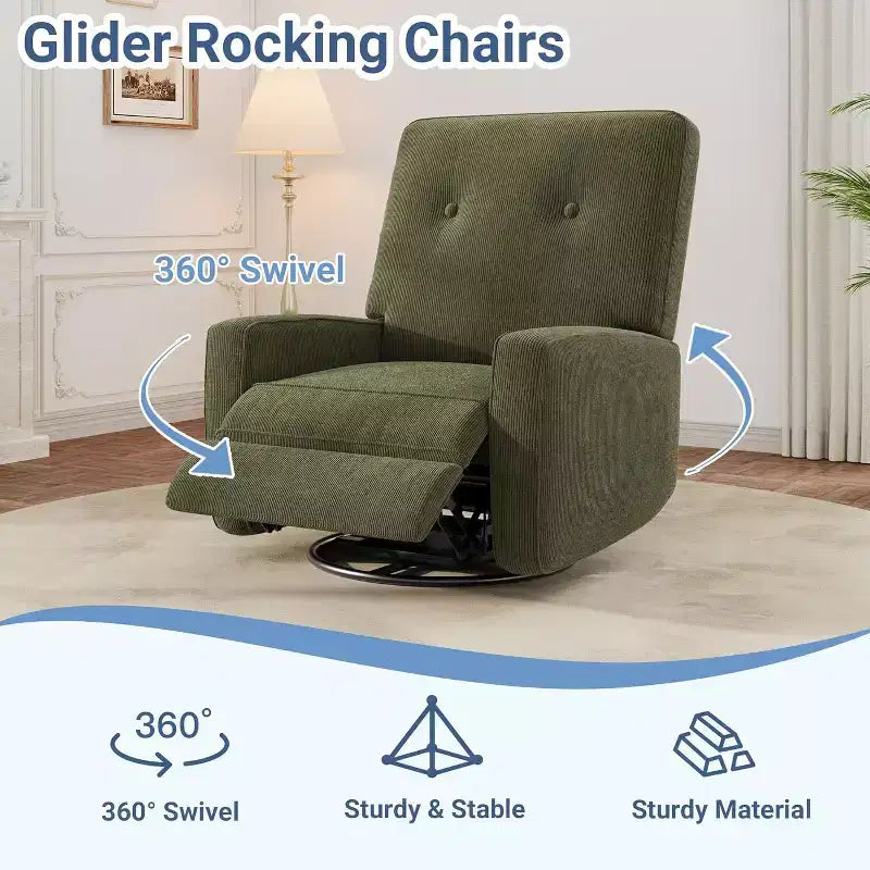 Fauteuil inclinable surdimensionné Acekool avec fonction pivotante et basculante, lin, fauteuil inclinable et coulissant à 360° pour salon, chambre