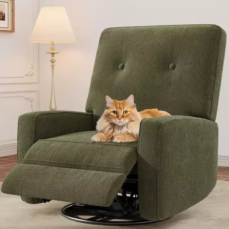 Fauteuil inclinable surdimensionné Acekool avec fonction pivotante et basculante, lin, fauteuil inclinable et coulissant à 360° pour salon, chambre