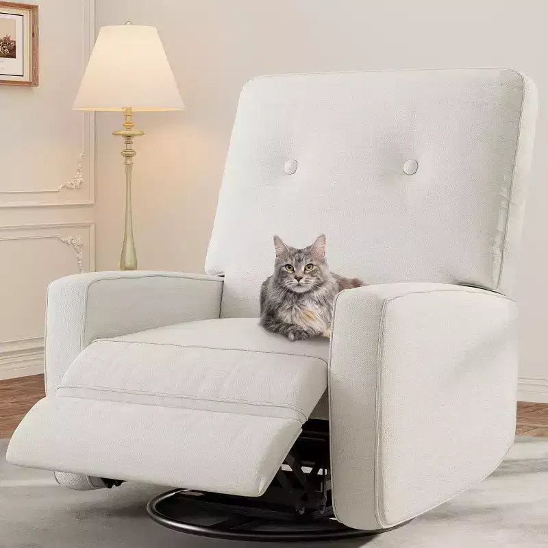 Fauteuil inclinable surdimensionné Acekool avec fonction pivotante et basculante, lin, fauteuil inclinable et coulissant à 360° pour salon, chambre