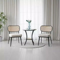 Col 3pc Accent Table and Chair Set, Black Legs, Glass Top, Padded Seat -BM337289