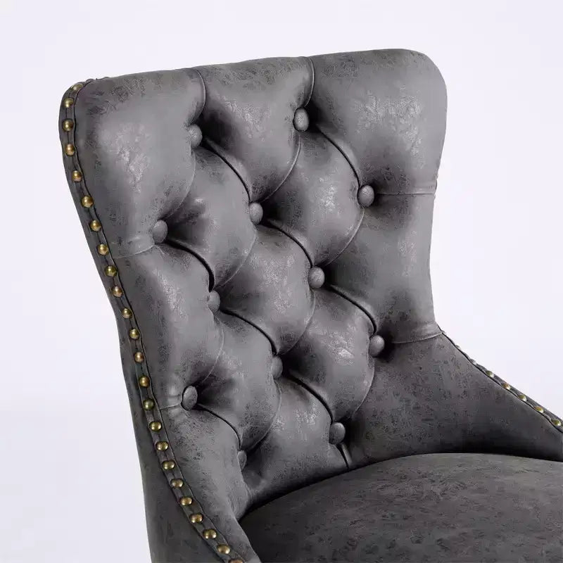 Lot de 2 tabourets de bar, tabourets de comptoir pivotants modernes rembourrés avec dossier capitonné, garniture cloutée et hauteur réglable de 66 à 84 cm pour la cuisine