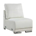 Royal Hampton Modular Armless Lounge Chair, Chrome Metal, White Faux Leather