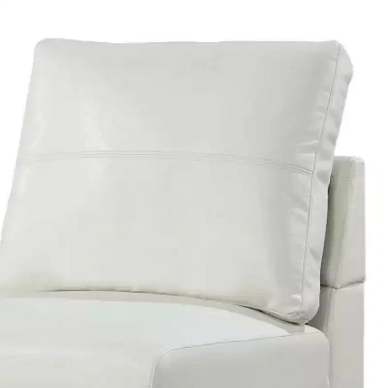 Fauteuil de salon sans accoudoirs modulable Royal Hampton, métal chromé, similicuir blanc