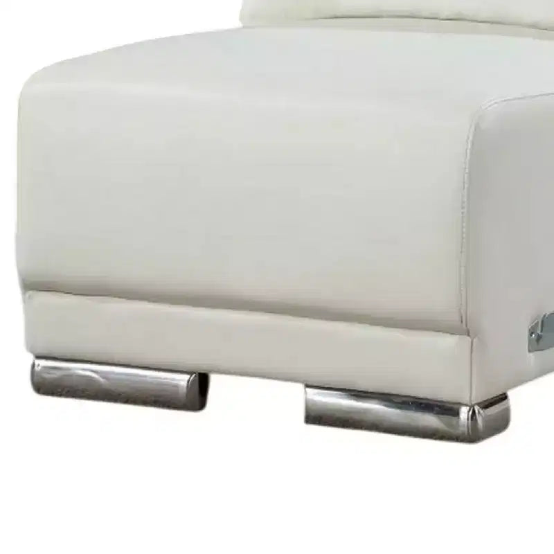 Fauteuil de salon sans accoudoirs modulable Royal Hampton, métal chromé, similicuir blanc