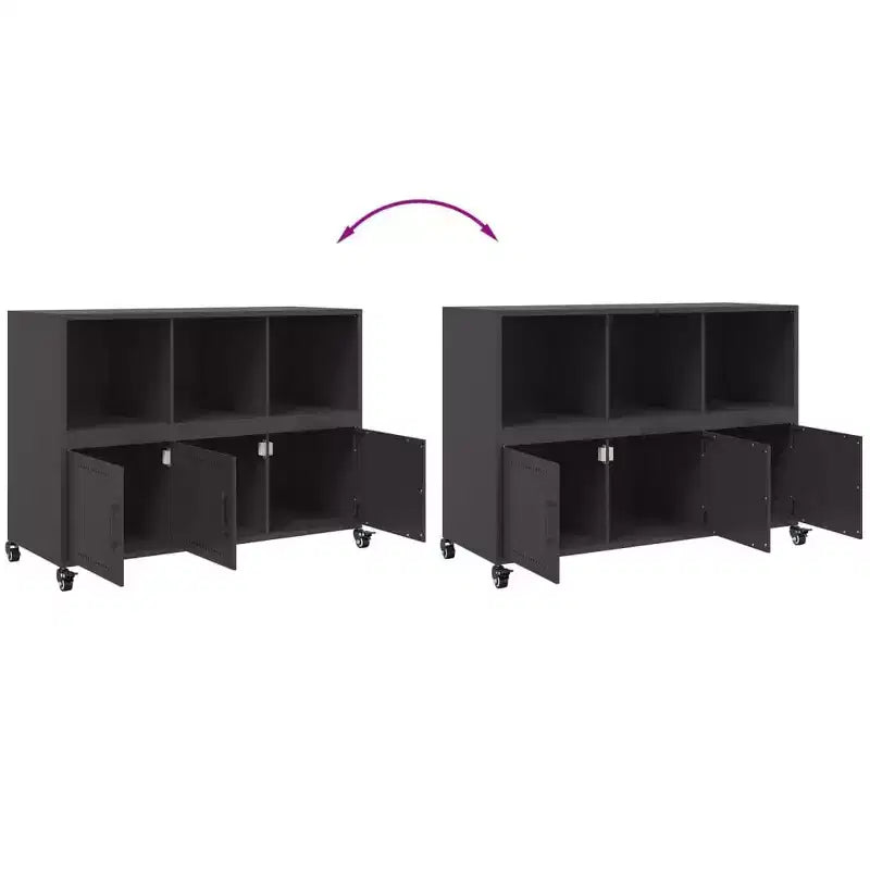 vidaXL Commode noir Acier laminé à froid Meuble de rangement rectangulaire
