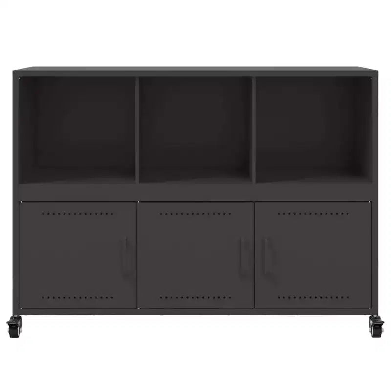 vidaXL Commode noir Acier laminé à froid Meuble de rangement rectangulaire