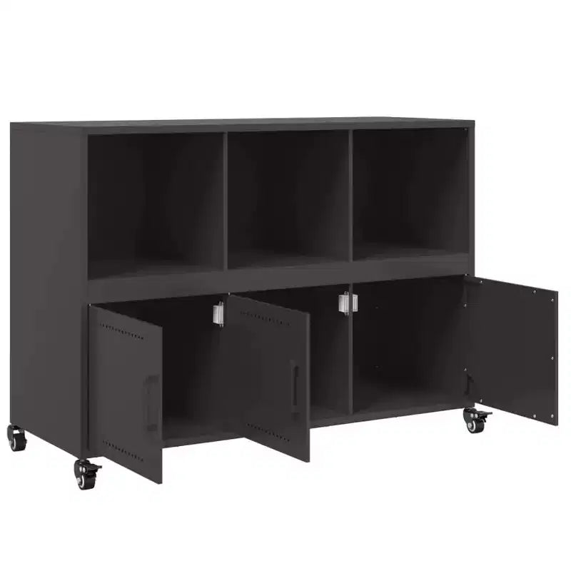 vidaXL Commode noir Acier laminé à froid Meuble de rangement rectangulaire