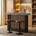 63 Long Bar Table, Counter Bar Height Pub Table with 2 Tier Storage Shelves, Modern Coffee Breakfast Bar Unit for Living Room, Dining Room, Bistro