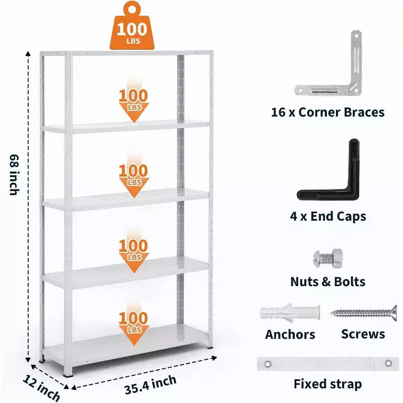 Étagères de rangement réglables COZONY, unité d'organisation en métal pour garage, chambre, salon, bureau, placard