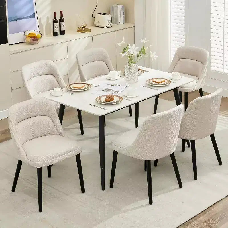Chaises de salle à manger Acekool, chaises de salle à manger rembourrées en lin, pieds en bois, sièges de cuisine et de café modernes, chaises de salle à manger confortables, beige