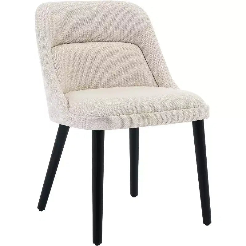 Chaises de salle à manger Acekool, chaises de salle à manger rembourrées en lin, pieds en bois, sièges de cuisine et de café modernes, chaises de salle à manger confortables, beige