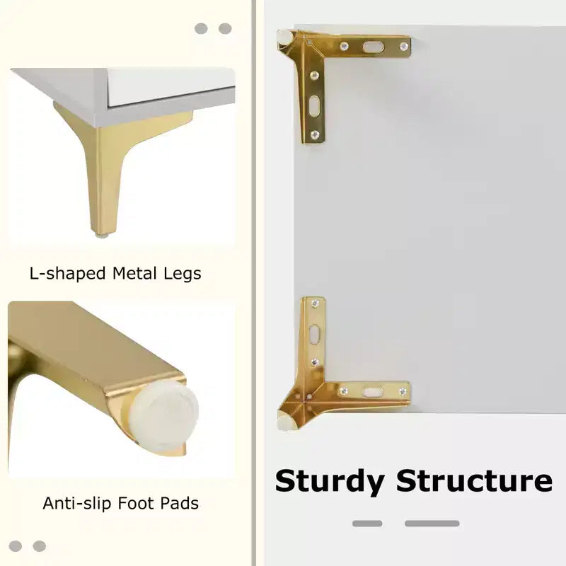 Commode 4 tiroirs Costway 113 cm de haut avec porte en verre cannelé relevable