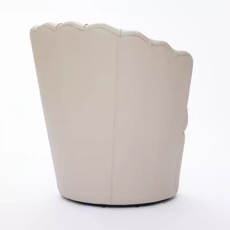 Fauteuil pivotant TUYOHW Petal, fauteuil d'appoint avec base métallique rotative, cannelé incurvé, fauteuil de bureau à dossier ailé en cuir véritable pour bureau, salon