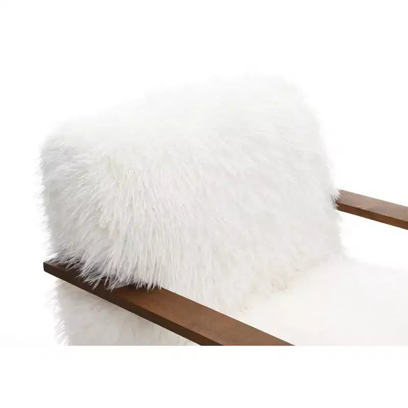 Fauteuil d'appoint en fausse fourrure TUYOHW de 72 cm de large, fauteuil de salon rembourré avec accoudoirs incurvés en bois, ressorts ensachés, fauteuil pour salon, chambre à coucher