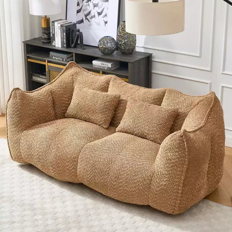 TUYOHW Canapé poire extra long de 185 cm, Transat en chenille 2 places avec âme en mousse haute résilience, Canapé de sol en chenille pour salon