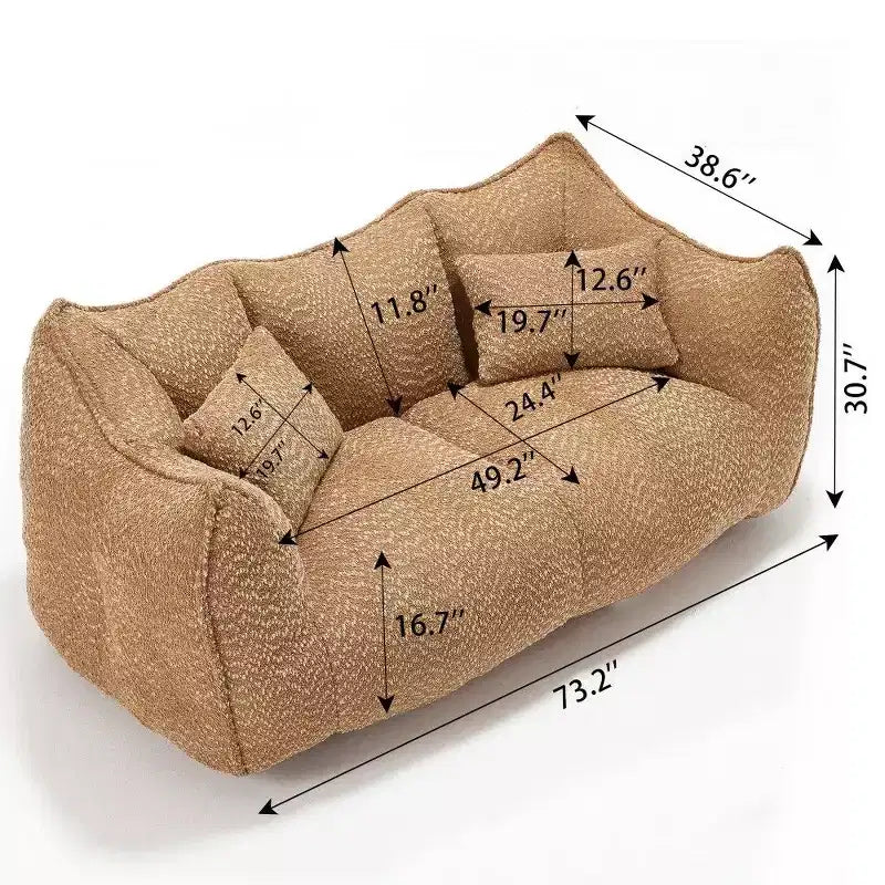 TUYOHW Canapé poire extra long de 185 cm, Transat en chenille 2 places avec âme en mousse haute résilience, Canapé de sol en chenille pour salon