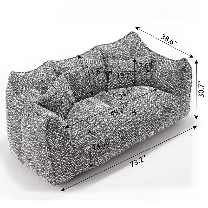 TUYOHW Canapé poire extra long de 185 cm, Transat en chenille 2 places avec âme en mousse haute résilience, Canapé de sol en chenille pour salon