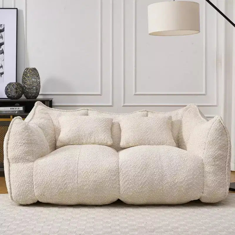 TUYOHW Canapé poire extra long de 185 cm, Transat en chenille 2 places avec âme en mousse haute résilience, Canapé de sol en chenille pour salon