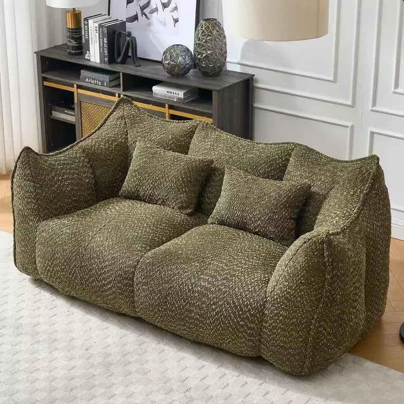 TUYOHW Canapé poire extra long de 185 cm, Transat en chenille 2 places avec âme en mousse haute résilience, Canapé de sol en chenille pour salon